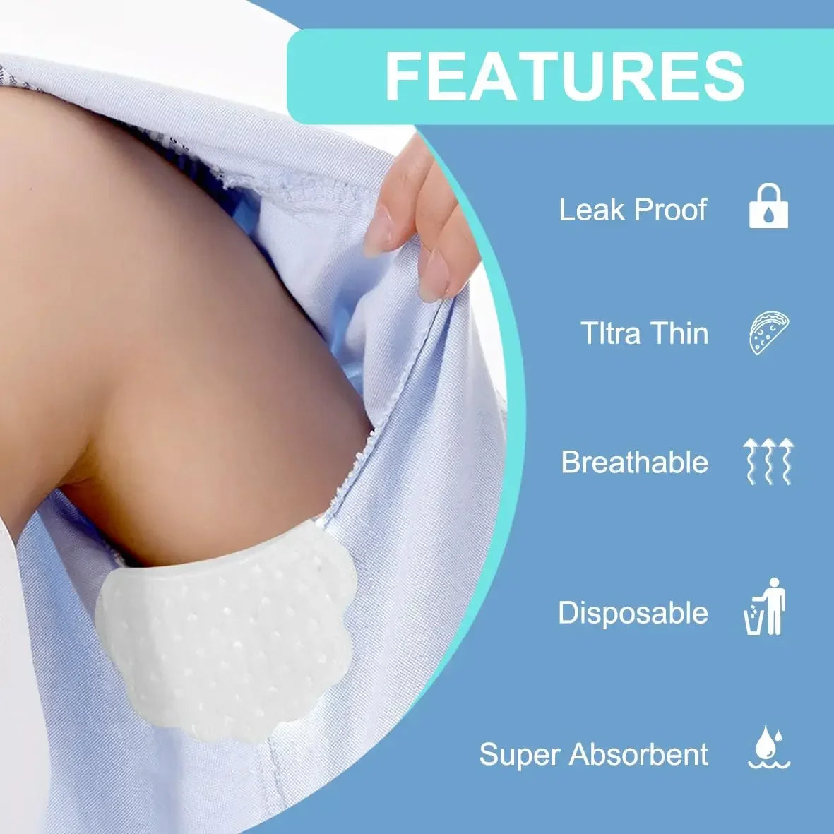 PLUSH Disposable Underarm Sweat Pads for Women & Men Underarm Sweat Pads PLUSH