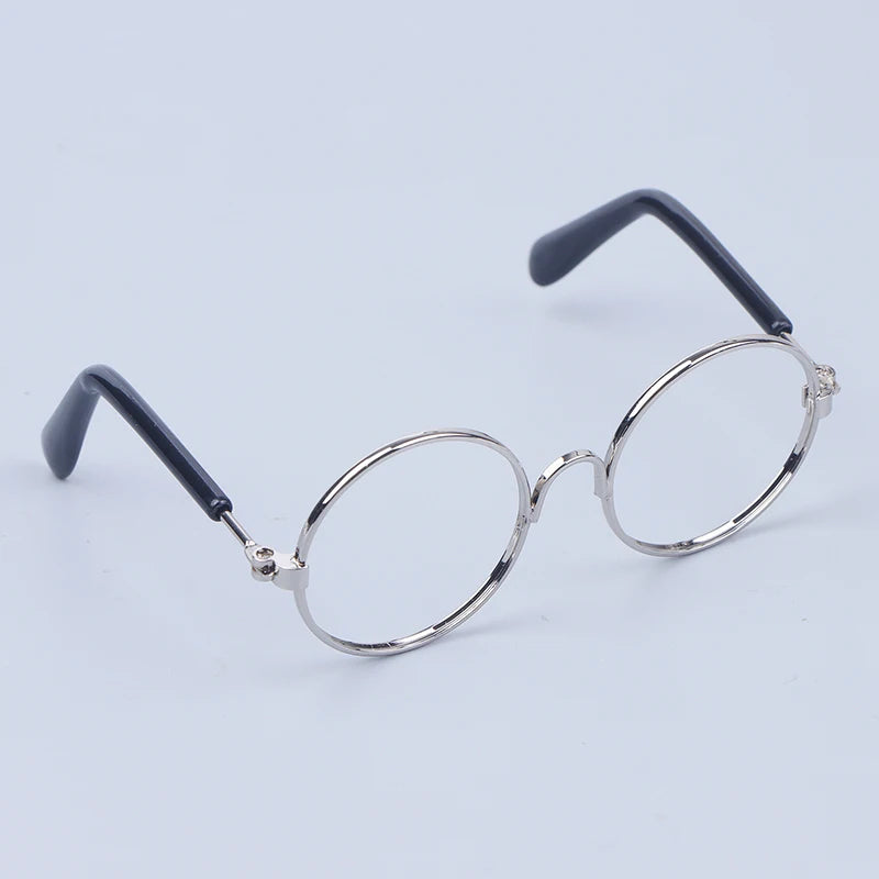 Miniature Doll Round Glasses – Lensless Eyewear 3 Colors | 20cm Doll Accessories PLUSH Silver