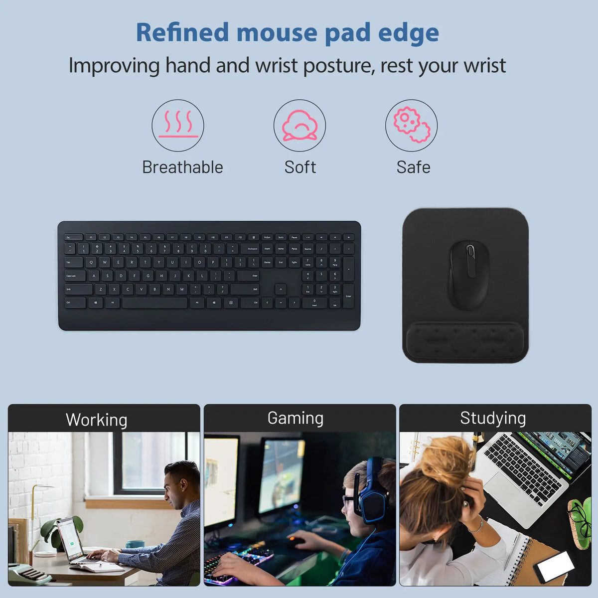 Memory Foam Mouse Wrist Rest Pad – Ergonomic Non-Slip Mat Mouse Wrist Rest Pad PLUSH Default Title