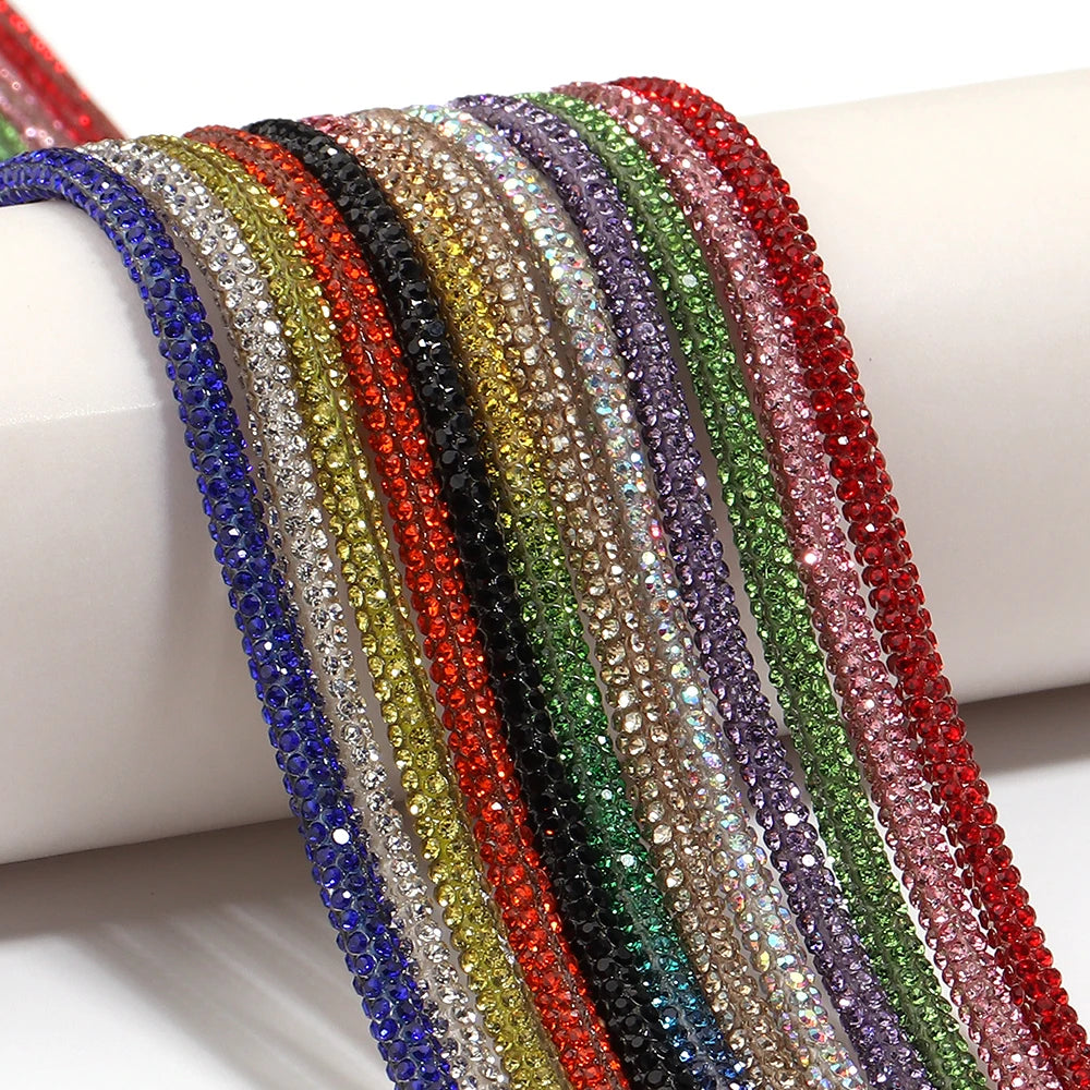 4mm Rhinestone Cord Rope with End Cap – Crystal Cup Chain DIY Rhinestone Jewelry Cord PLUSH