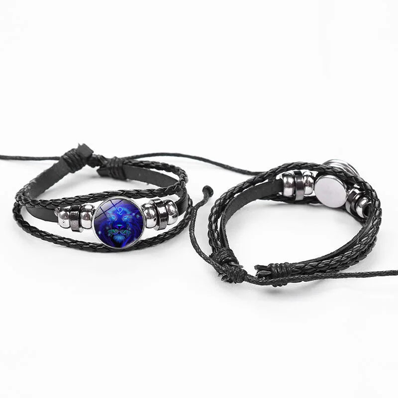 Glow in the Dark Zodiac Constellation Bracelet | Braided Rope Charm Bracelet PLUSH