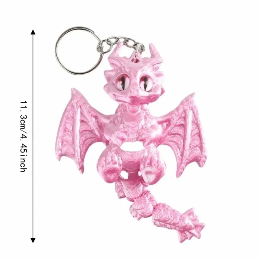 3D Printed Dragon Keychain – Articulated Gradient Keyring Novelty Keychain PLUSH