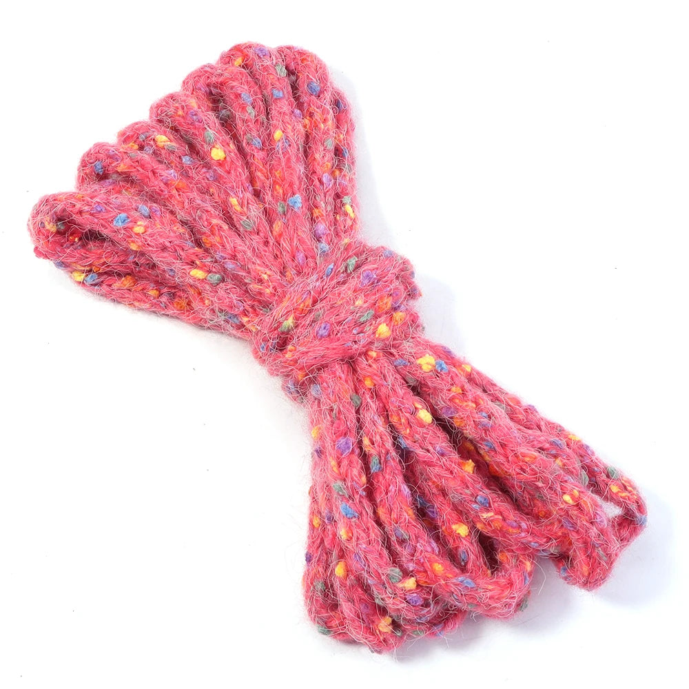 5 Yards 10mm Colorful Confetti Acrylic Knitted Yarn Cord – DIY Craft Yarn Cord PLUSH watermelon red