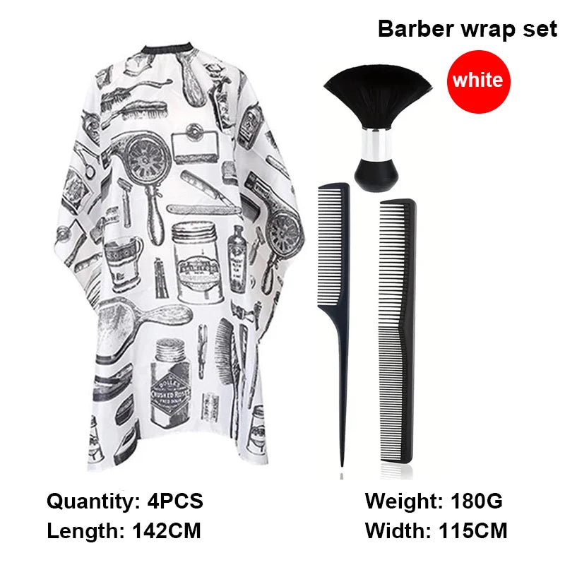 Salon Barber Cloak Set 4pcs/5pcs with Brush & Comb Barber Cloak Set PLUSH 4pcs set C