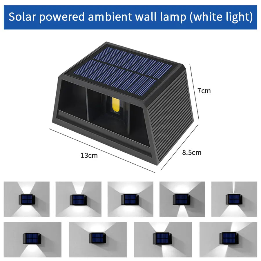 COB Solar Wall Light Dusk to Dawn – IP65 Outdoor LED Lamp Solar Outdoor Wall Light PLUSH White Light