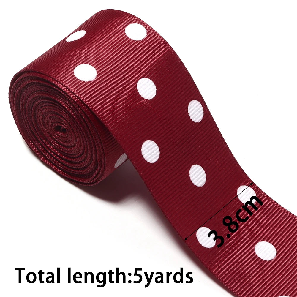 Wine Red Polka Dot Grosgrain Ribbon – Hair Bows & Gift Wrap Grosgrain Ribbon PLUSH 38mm x 5yards 1roll