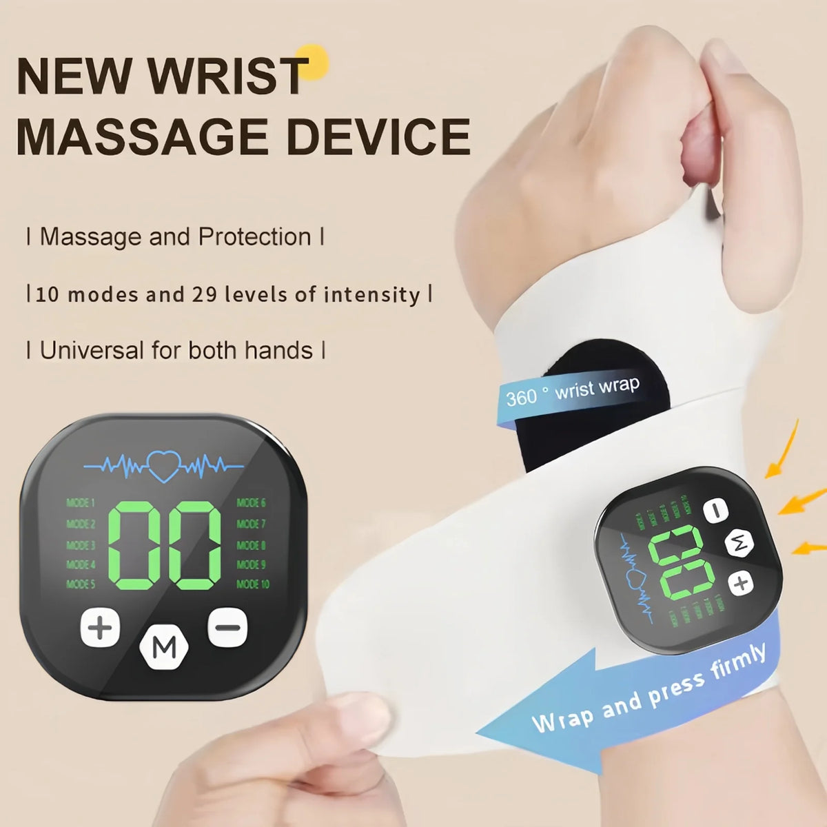 Electric Cordless Wrist Massager – 8 Modes, USB Rechargeable Wrist Massager PLUSH