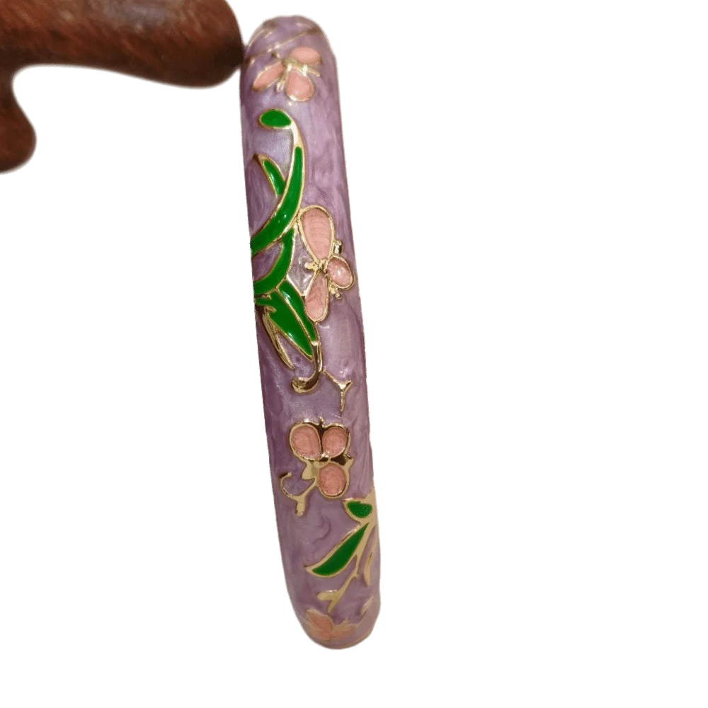 Enamel Peony Filigree Bangle – Vintage Cloisonné Bracelet Enamel Bangle PLUSH 5