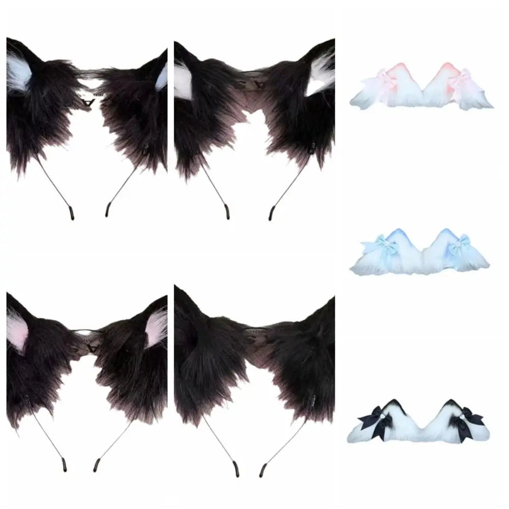 Furry Cat Ears Headband & Hair Clips – Cosplay Lolita Set Cat Ears Headband PLUSH