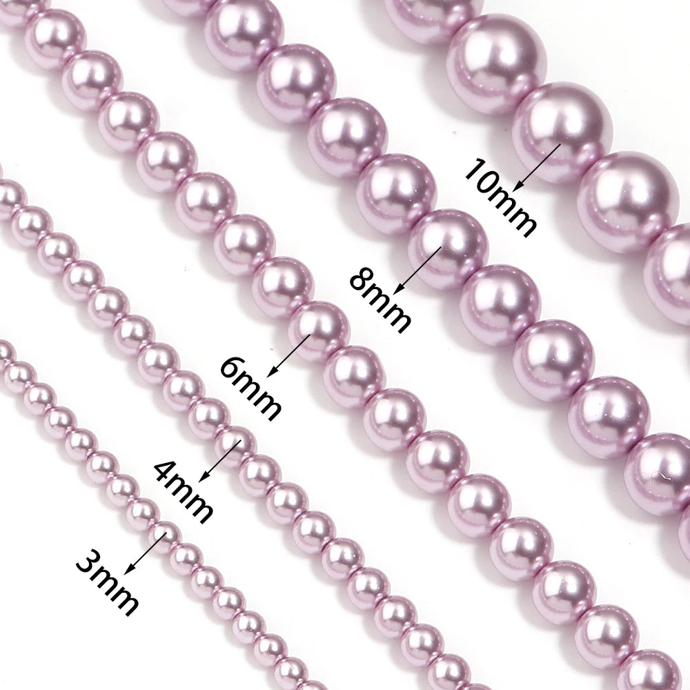 Purple Pearlescent Glass Spacer Beads 3–10mm | Imitation Pearl Glass Spacer Beads PLUSH