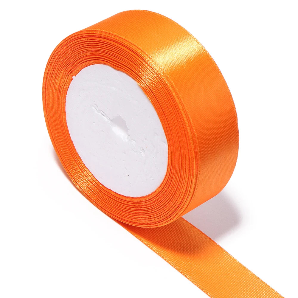 Orange Satin Ribbon 25 Yards – DIY Gifts & Wedding Décor Satin Craft Ribbon PLUSH 25mm 25yards