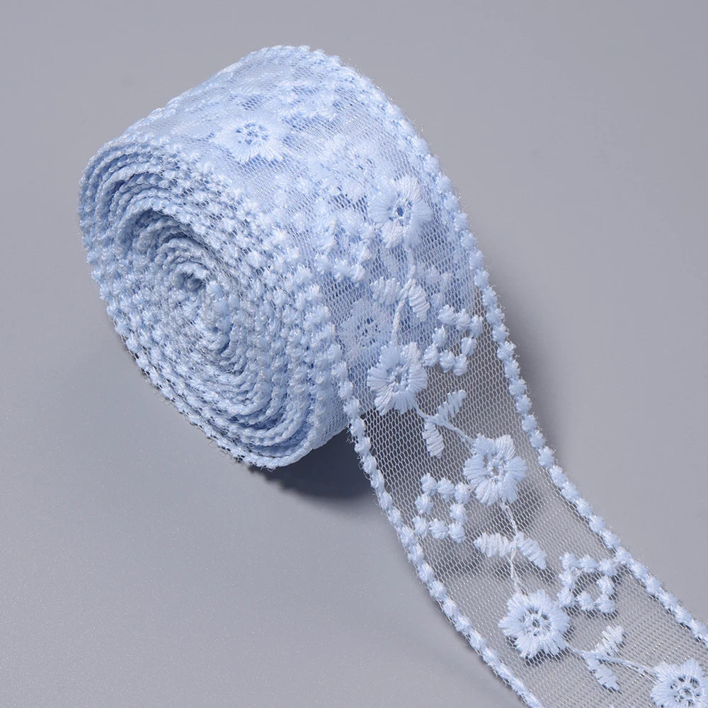 5 Yards Mesh Embroidery Lace Trim Ribbon 4cm – DIY Craft Lace Trim Ribbon PLUSH blue 4cm