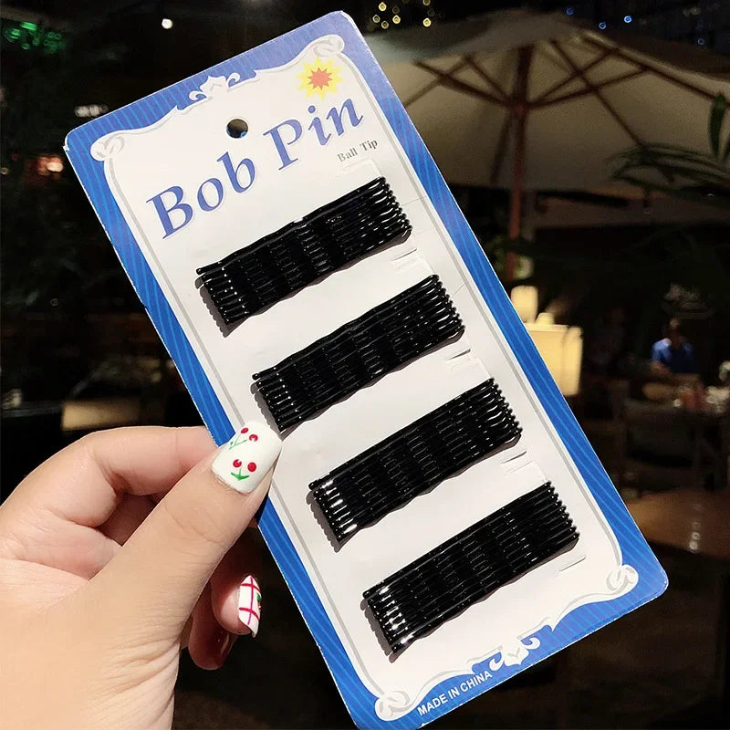 Women's Black Bobby Hair Clips & Barrettes 4–7cm Wave Straight Hair Clips & Barrettes PLUSH No.2 5.5cm