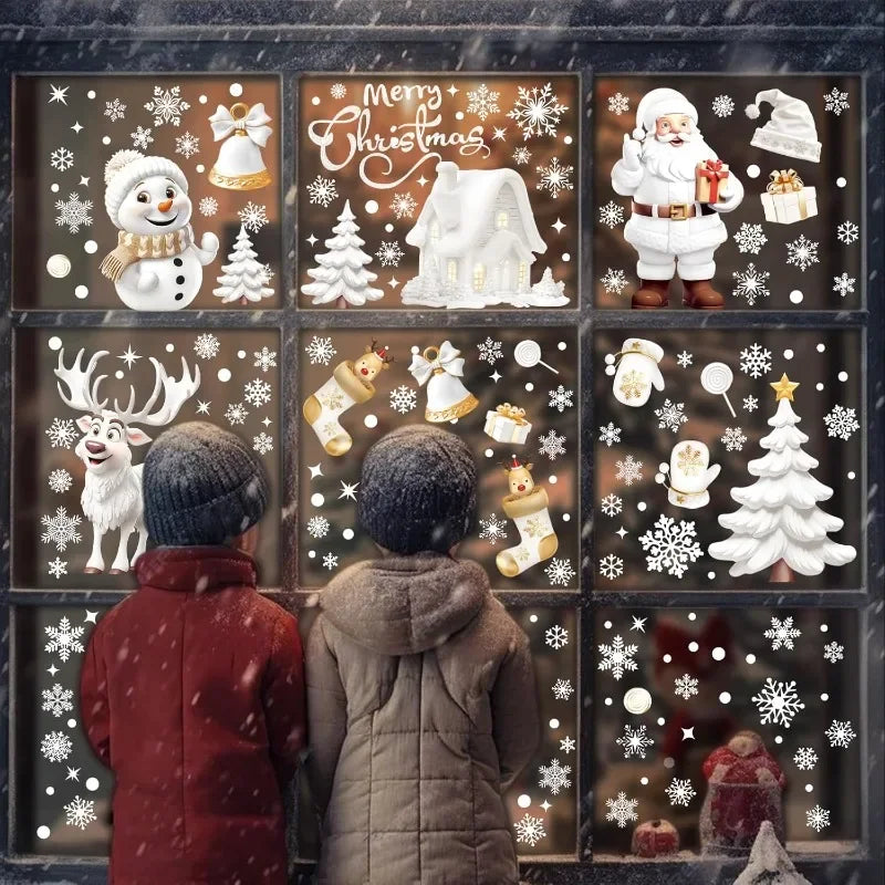 Reusable Christmas Window Clings – Santa Xmas Decals Window Clings Decals PLUSH