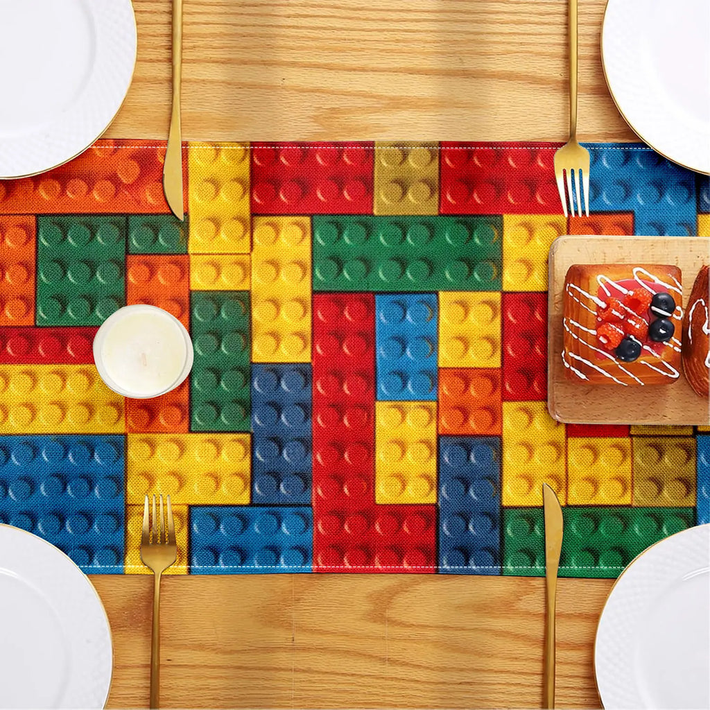 Building Brick Pattern Table Runner – Kids Room & Party Décor Table Runner PLUSH