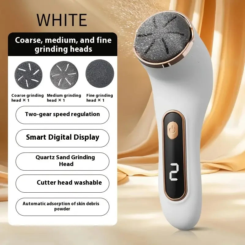 Rechargeable Electric Foot Polisher with Interchangeable Heads Electric Foot Polisher PLUSH WHITE
