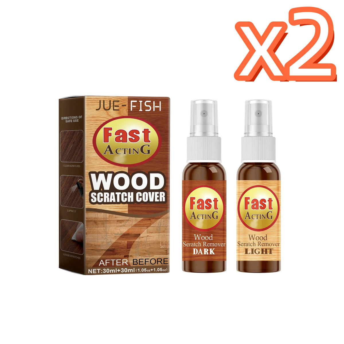 Wood Floor Restore & Scratch Repair Spray | Fast-Acting Liquid Floor Repair Spray PLUSH 1set Boxed x 2