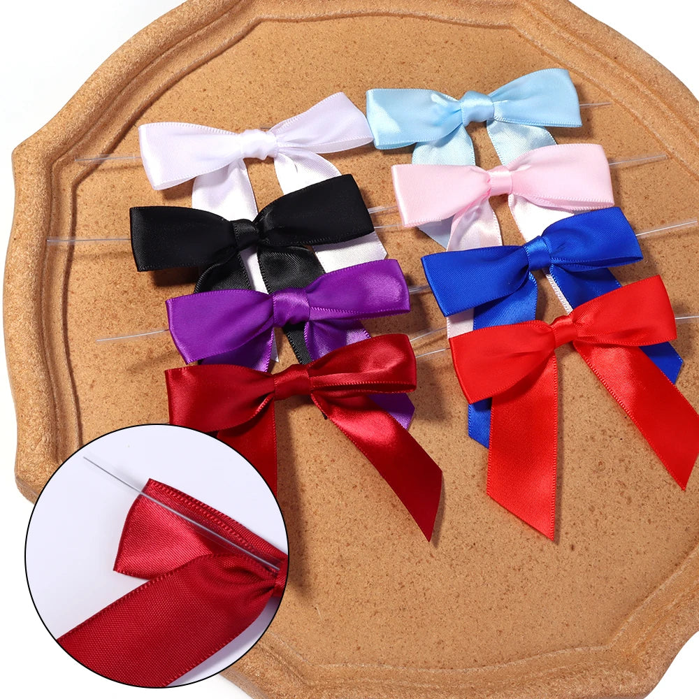 10pcs Satin Twist Tie Bows – Multicolor Gift & Candy Bag Ribbon Satin Ribbon Bows PLUSH