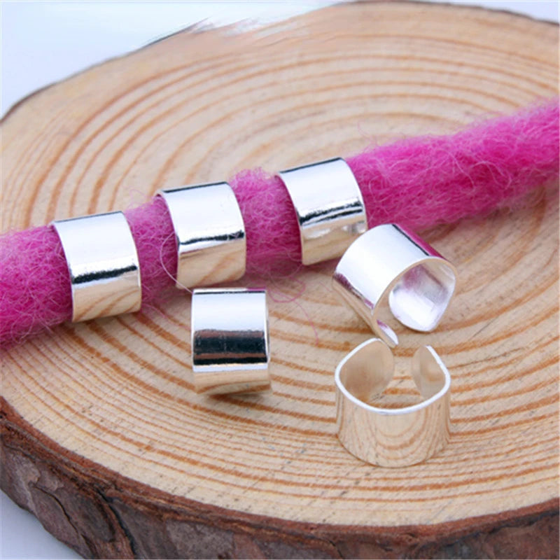 10pcs Metal Dreadlock Hair Rings Beard Cuffs & Braid Beads Hair Ring Cuffs PLUSH 10pcs silver
