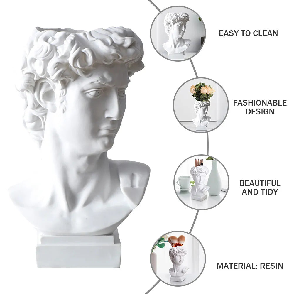 Resin Funny Statue Pen Holder & Mini Plant Pot – Desk Decor Novelty Pen Holder PLUSH