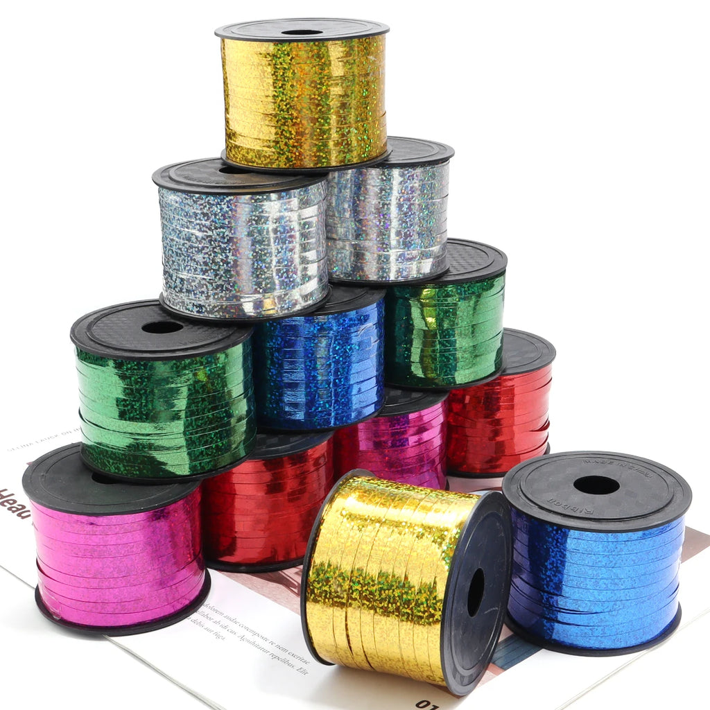 100 Yards Laser Ribbon Roll – Colorful Balloon & Gift Ribbon Craft Ribbon Roll PLUSH