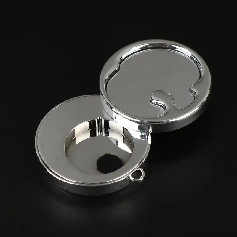 SADOER Refillable Round Magnetic Eyeshadow Palette Case 5cm Eyeshadow Palette Case PLUSH Silver Box
