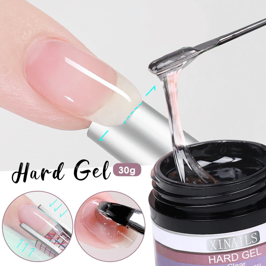 30g Clear Hard Nail Construction Gel – UV Builder & Extension Nail Builder Gel PLUSH