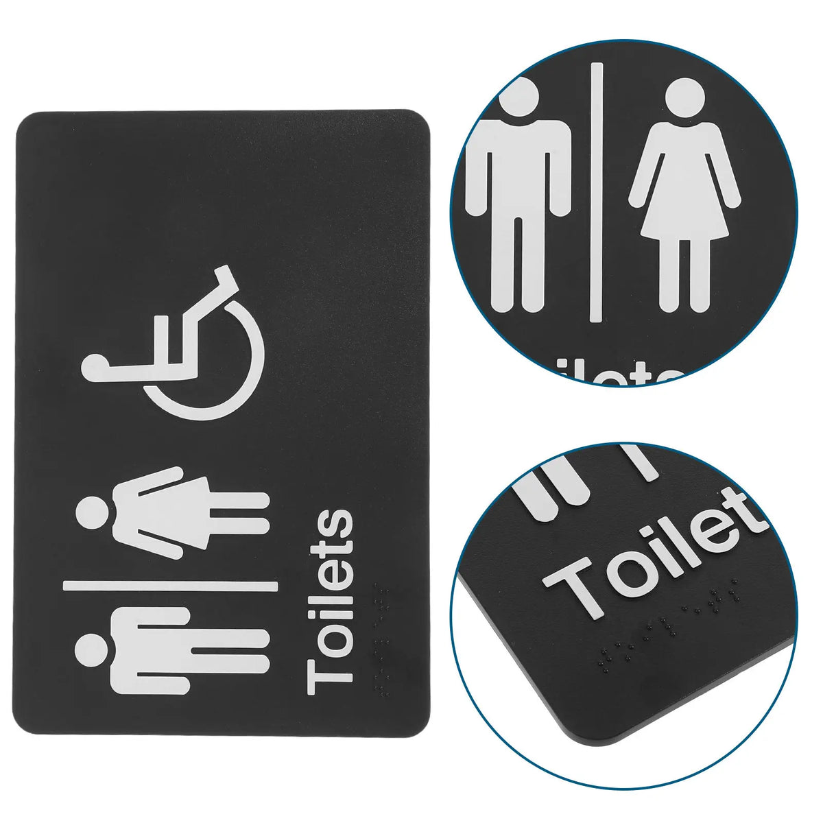 Braille Unisex Restroom Sign | Self-Adhesive ABS Plastic Restroom Door Sign PLUSH other