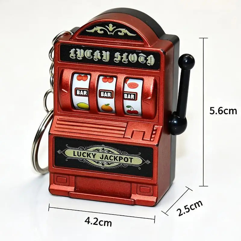 Mini Slot Machine Keychain – Lucky Jackpot Pocket Arcade Toy Novelty Keychain Toy PLUSH B
