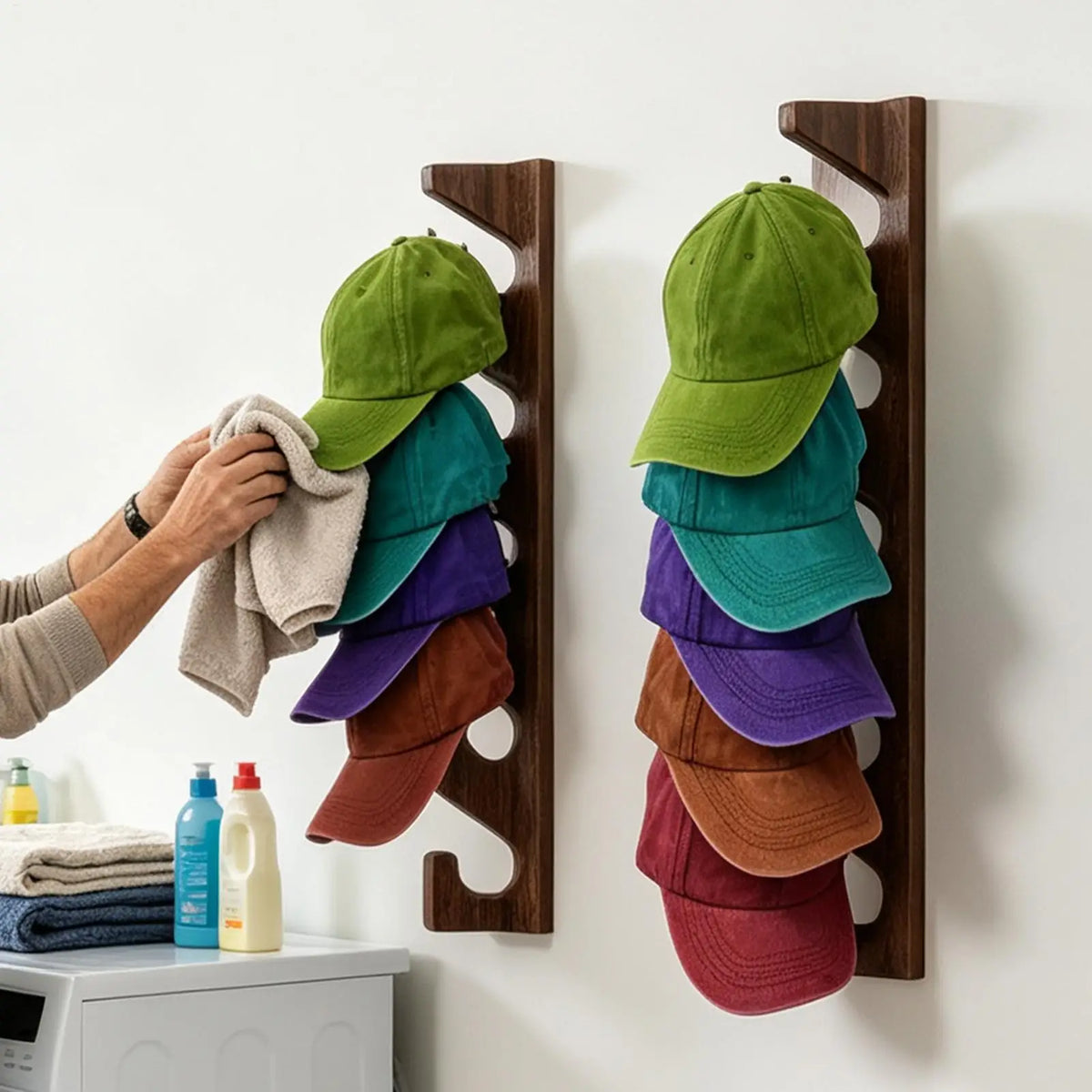 Wall Mounted Wooden Hat Rack – Baseball Cap Organizer 2-Pack Wall Hat Rack PLUSH