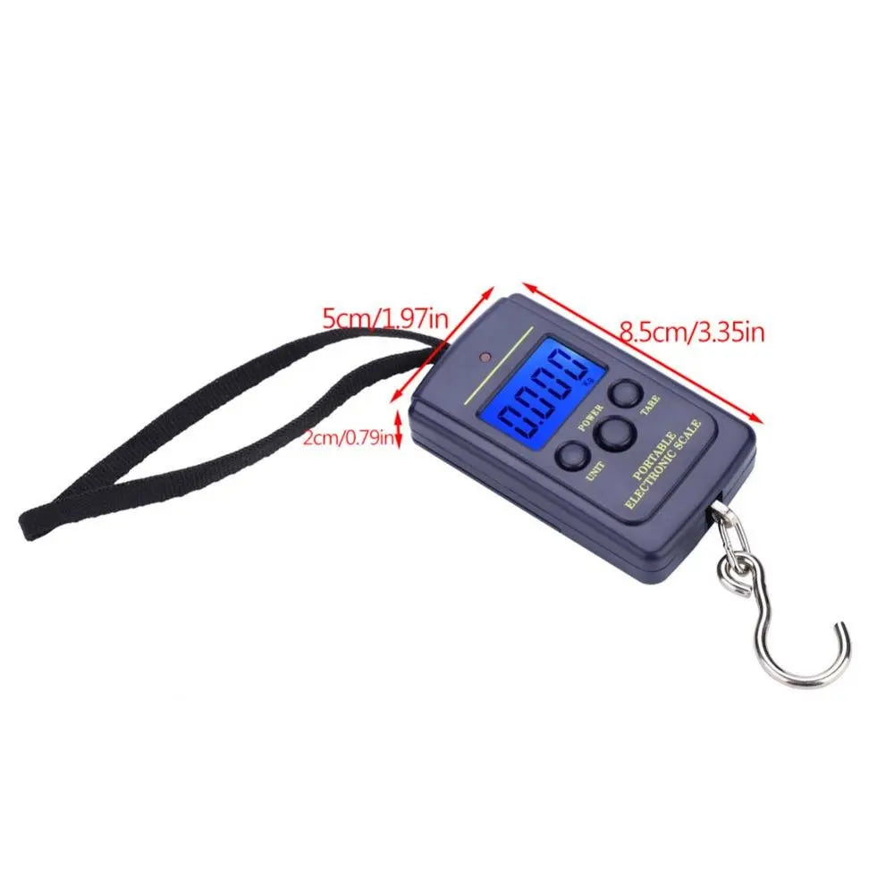 50kg Portable LCD Digital Hanging Scale + Retractable Tape Digital Hanging Scale PLUSH 1PC 10g-40kg