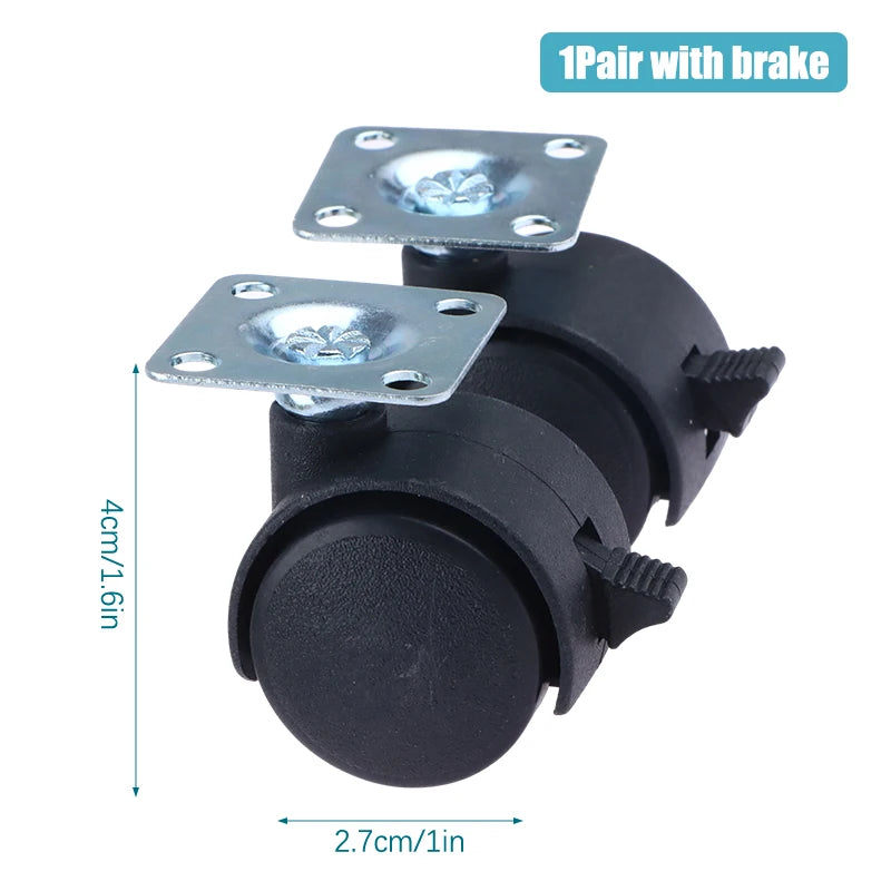 1-Inch Swivel Caster Wheels with Brake – 1 Pair Universal Swivel Caster Wheels PLUSH E 1Pair