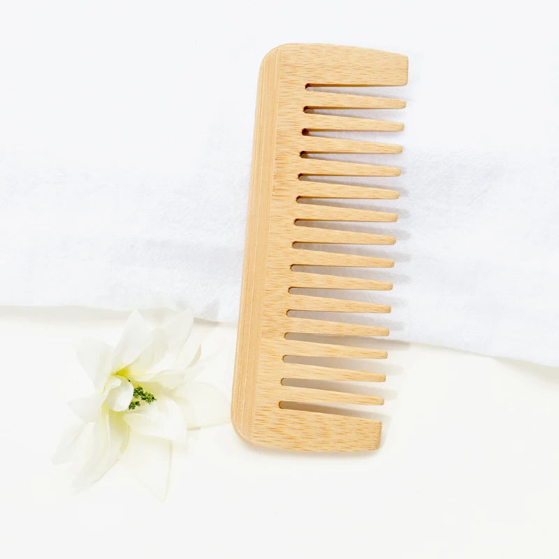 Three-Row Styling Brush & Natural Bamboo Comb Set – All Hair Hair Brush & Comb Set PLUSH Wide tooth