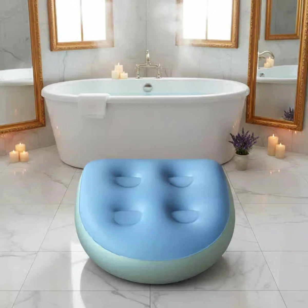 Inflatable Bath Cushion Spa Seat | Non-Slip Suction Cups Inflatable Bath Seat PLUSH