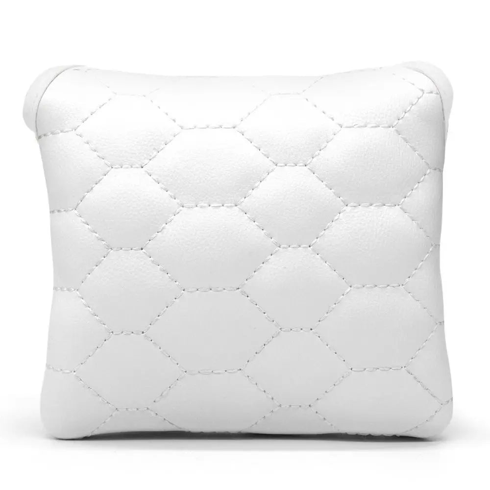 Golf Mallet Putter Cover – PU Leather Headcover Protector Golf Putter Cover PLUSH white-Square