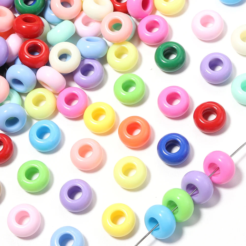 50pcs Multicolor Big Hole Acrylic Abacus Spacer Beads – DIY Acrylic Spacer Beads PLUSH