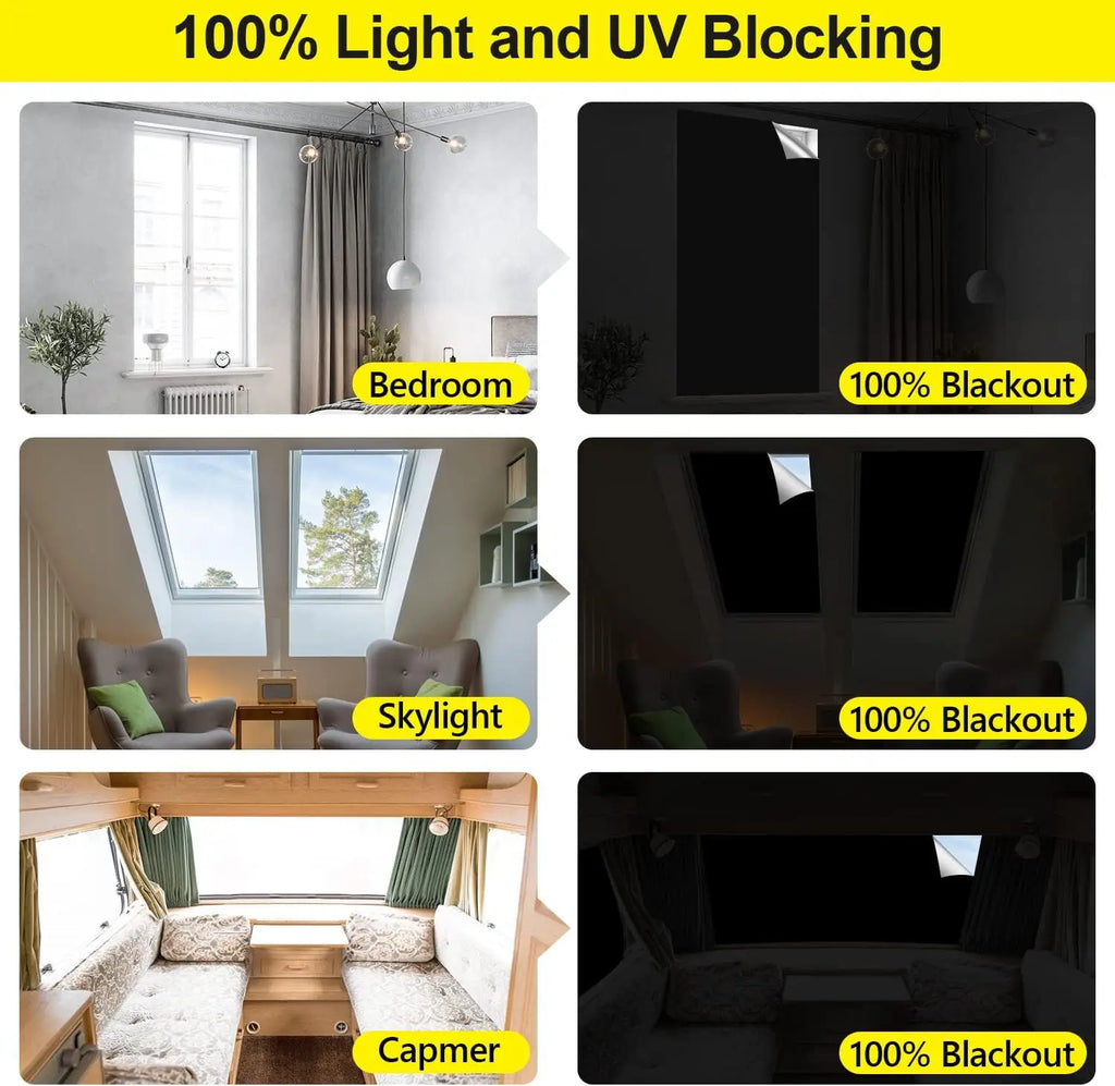 Portable Blackout Curtain – Self-Adhesive Light Blocking Shade Blackout Curtain Shade PLUSH
