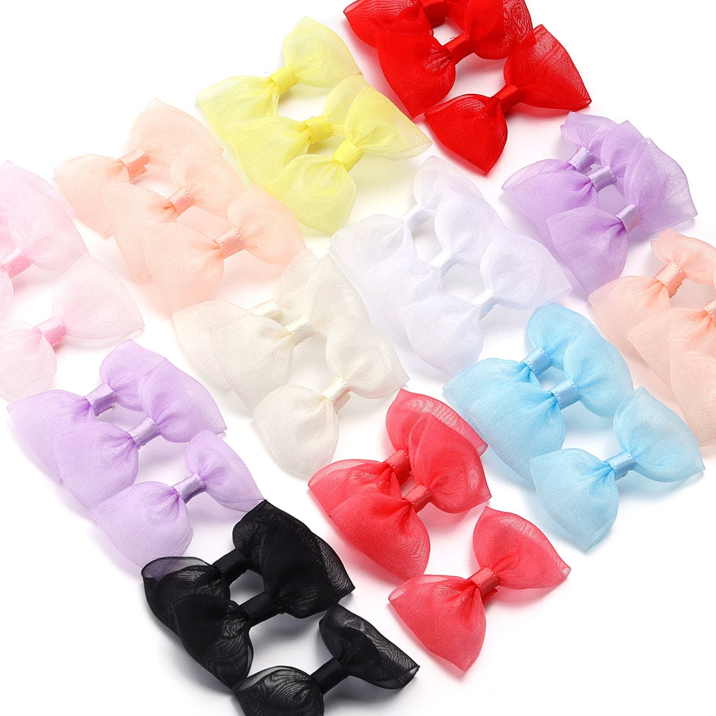 20pcs Satin Ribbon Bows 2.5x5cm Multicolor – Craft & Gift Decor Ribbon Bows PLUSH