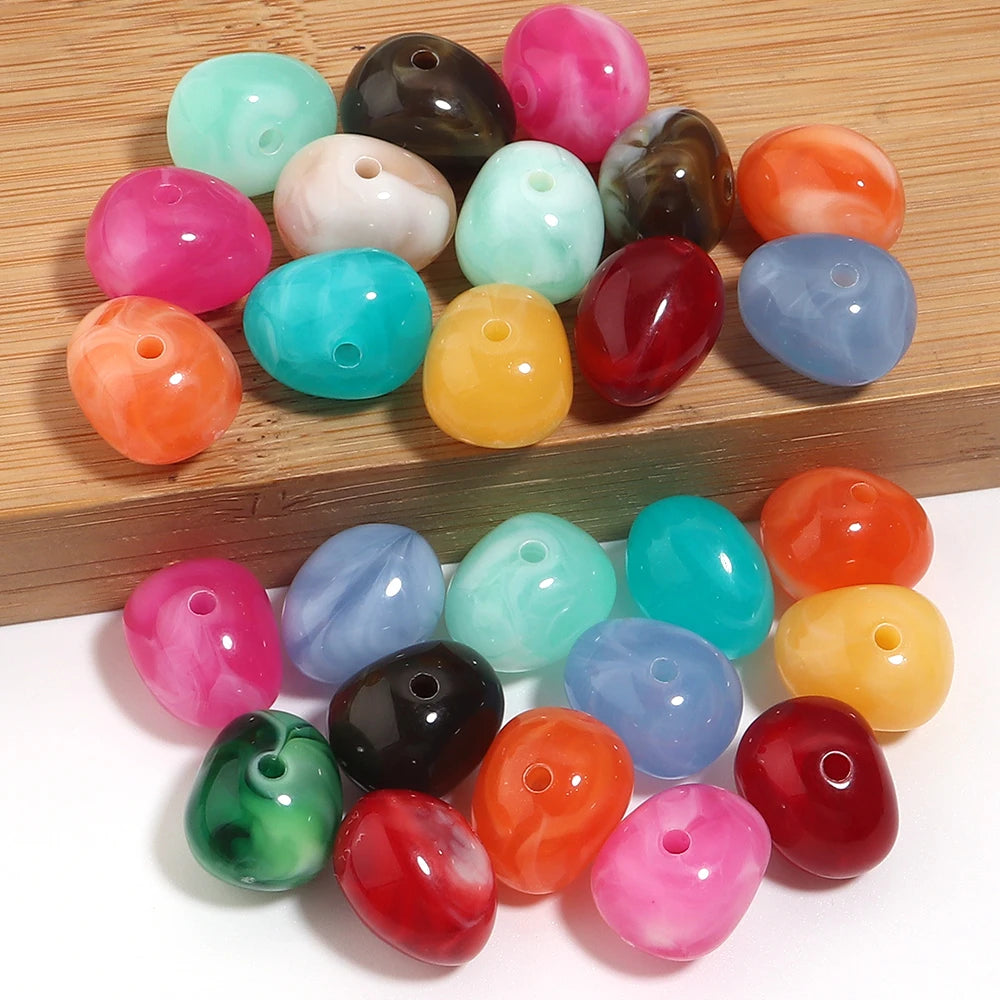20pcs Marbled Oval Acrylic Spacer Beads 13x16.5mm Big Hole DIY Acrylic Spacer Beads PLUSH