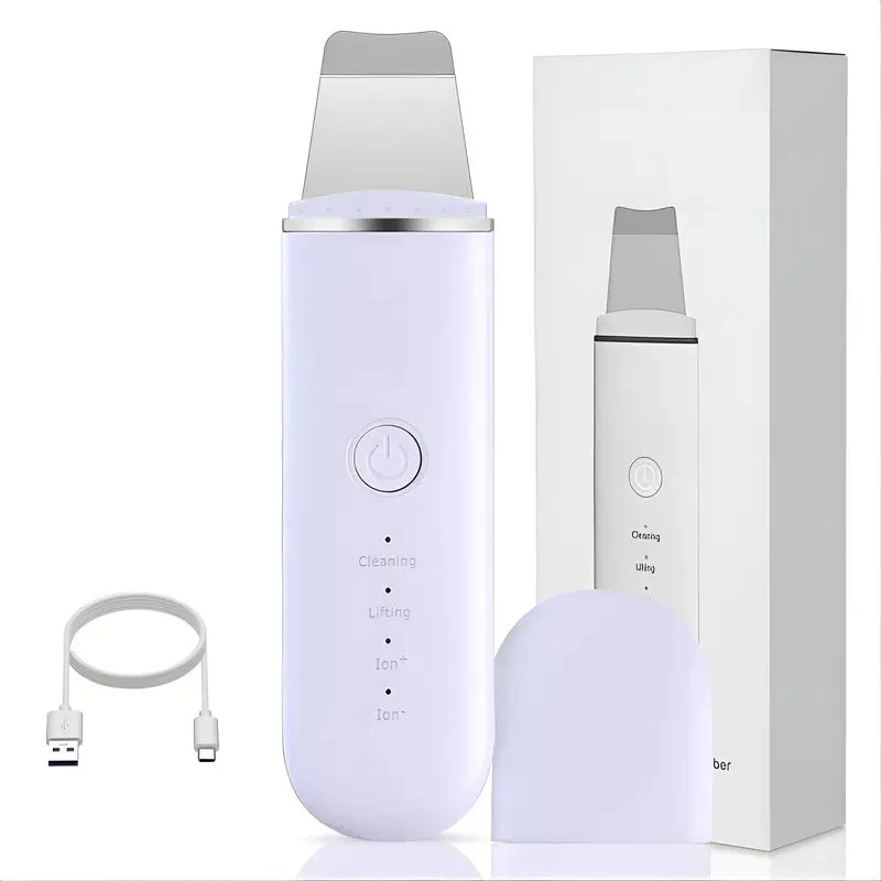 Ultrasonic Skin Scrubber Face Spatula – Deep Pore Cleansing Tool Facial Cleansing Device PLUSH PURPLE