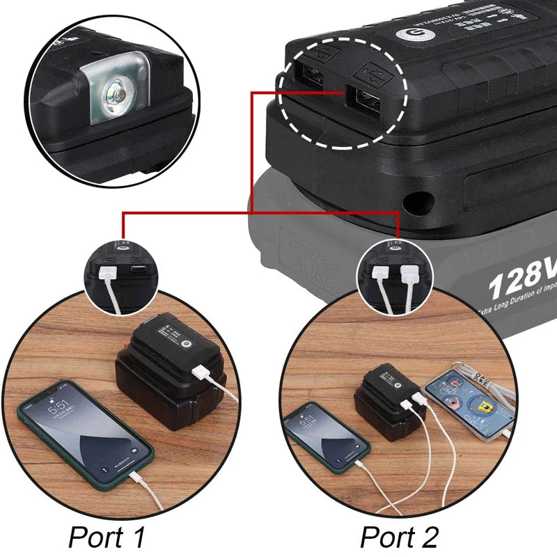 ZWINCKY LED Work Light & Dual USB Adapter for Makita 18V Battery Battery Adapter PLUSH