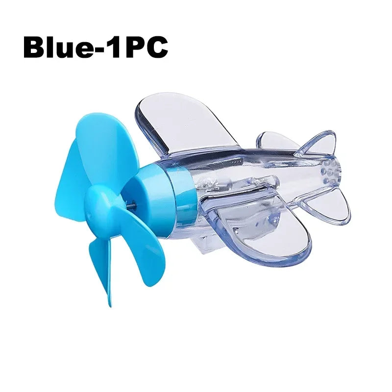 Wind-Powered LED Airplane Bike Handle Decoration & Warning Light Bike Handlebar Light PLUSH Blue-1PC