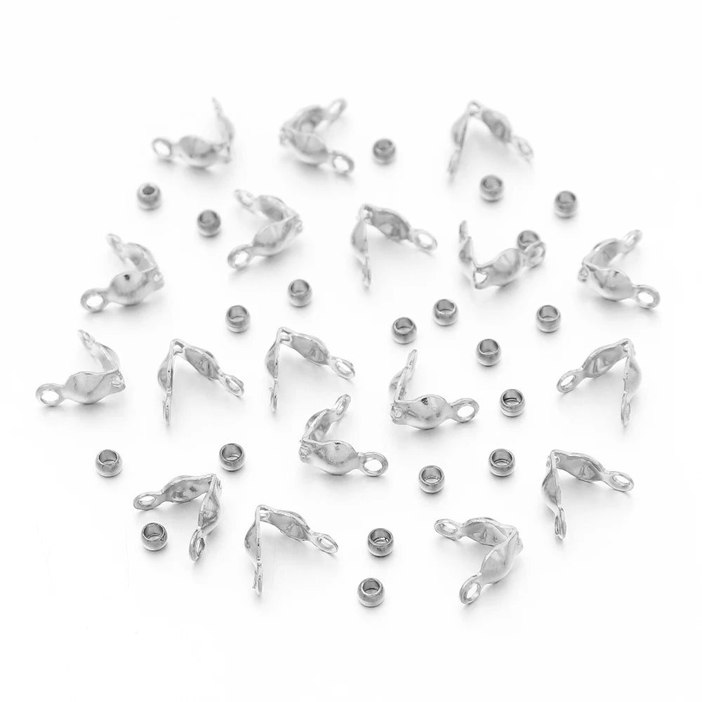 Stainless Steel Jewelry Clasps & Crimp Stopper Beads DIY Set Jewelry Findings Set PLUSH SR 6x3mm