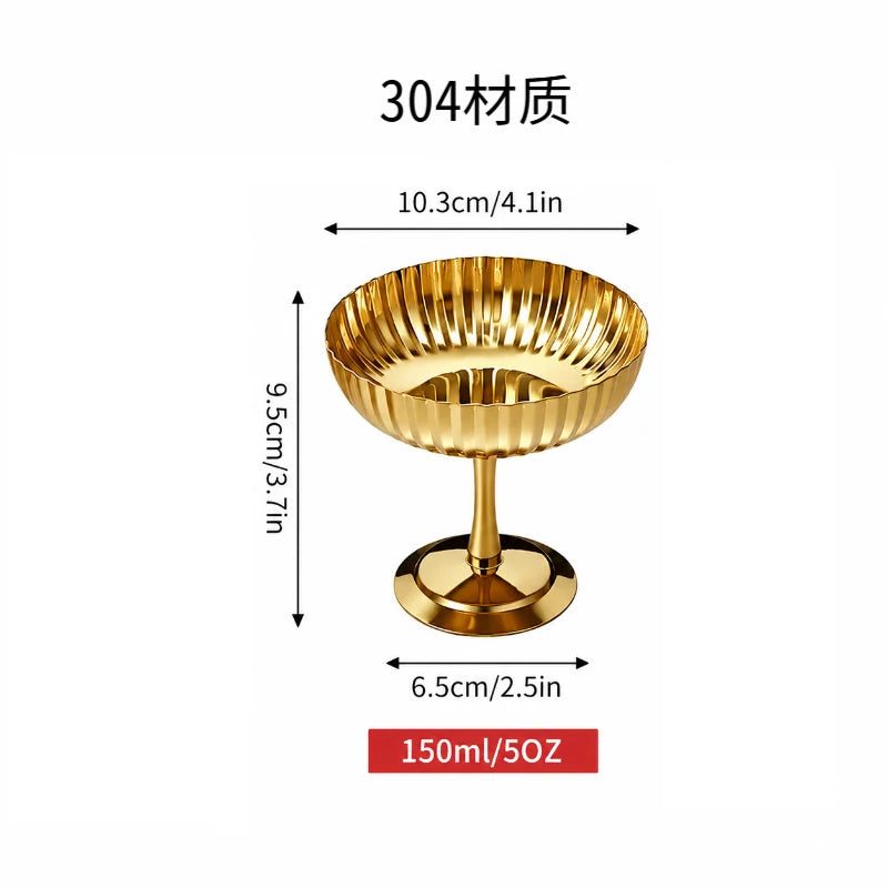 Stainless Steel Dessert Cup – Shatterproof Glossy Stemware Dessert Stemware Cup PLUSH B Gold