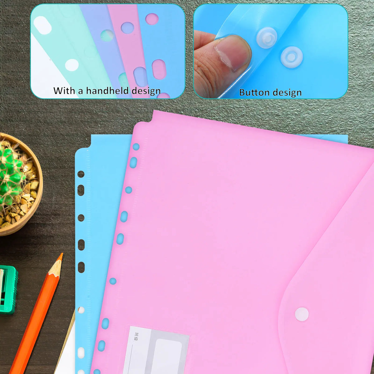 10pcs Waterproof A4 Plastic File Envelopes – Document Organizer Document File Envelopes PLUSH
