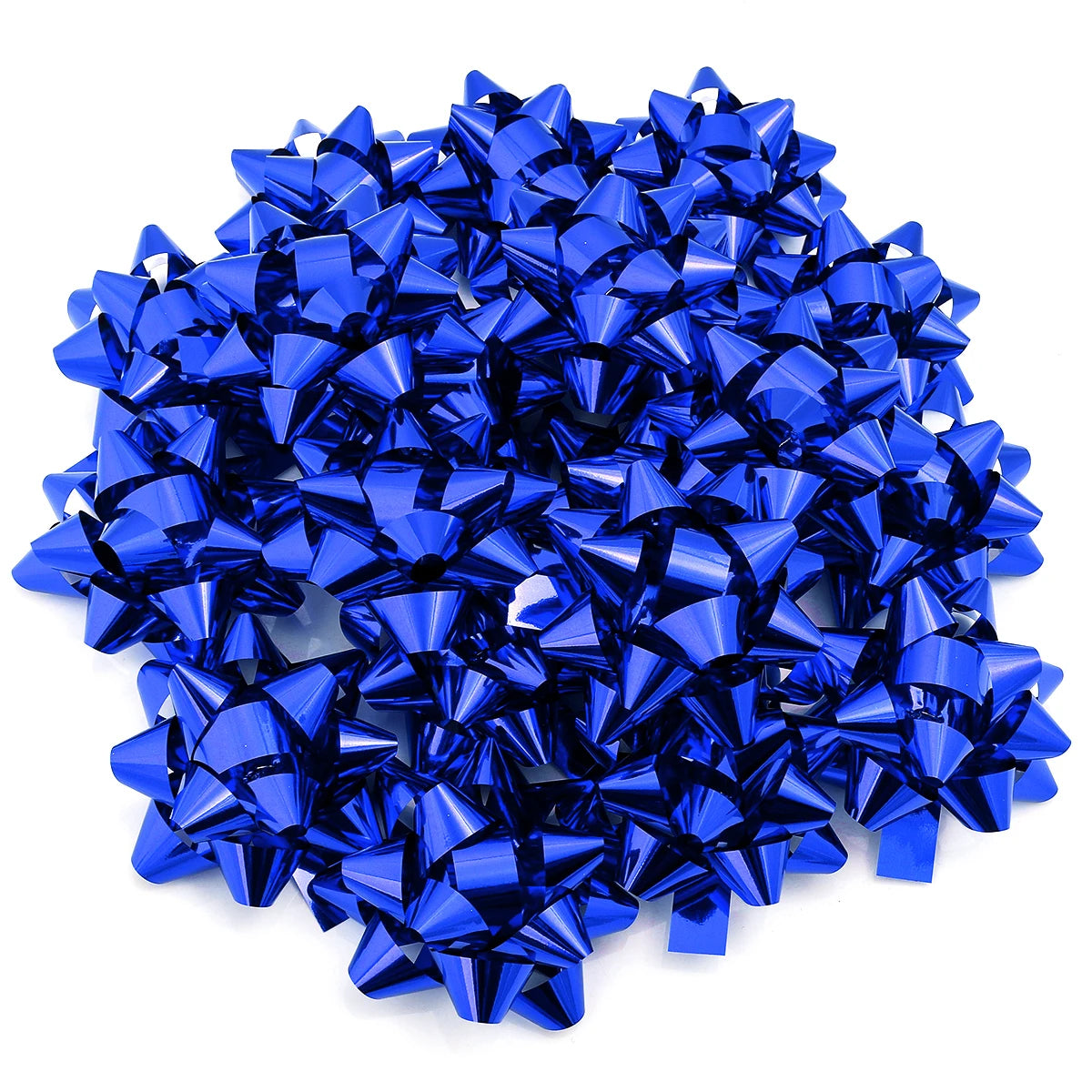 20pcs Self-Adhesive Ribbon Bows Star Flower Gift Wrapping Ribbon Gift Bows PLUSH blue 3.8cm
