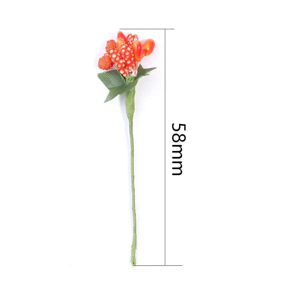 36pcs Artificial Berry Stamen Flower Heads with Leaves | Wedding Decor Artificial Flower Heads PLUSH