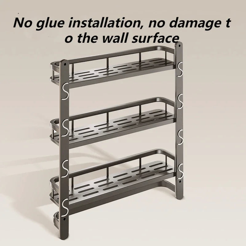Aluminum Wall Mounted Bathroom Shelf – No Drill Storage Rack Bathroom Wall Shelf PLUSH