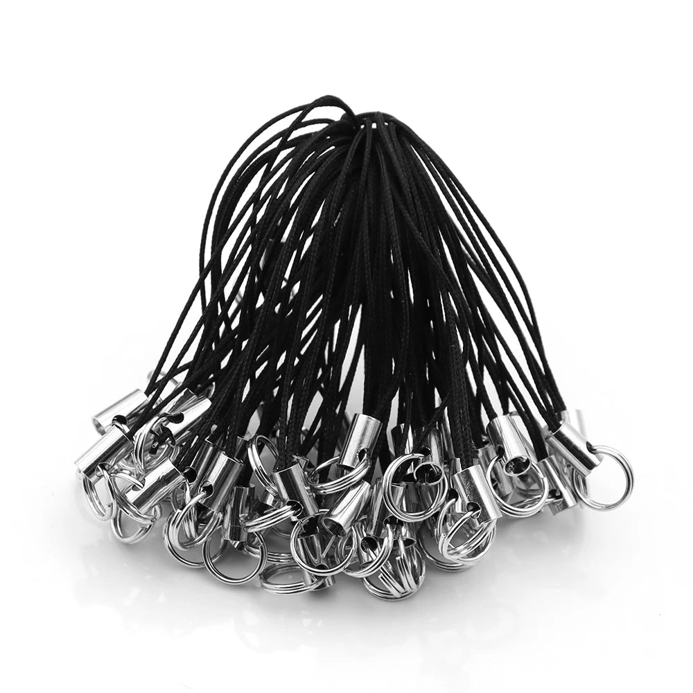 50pcs Phone Lanyard Lariat Strap Cords with Jump Rings DIY Lanyard Strap Cord PLUSH black 02