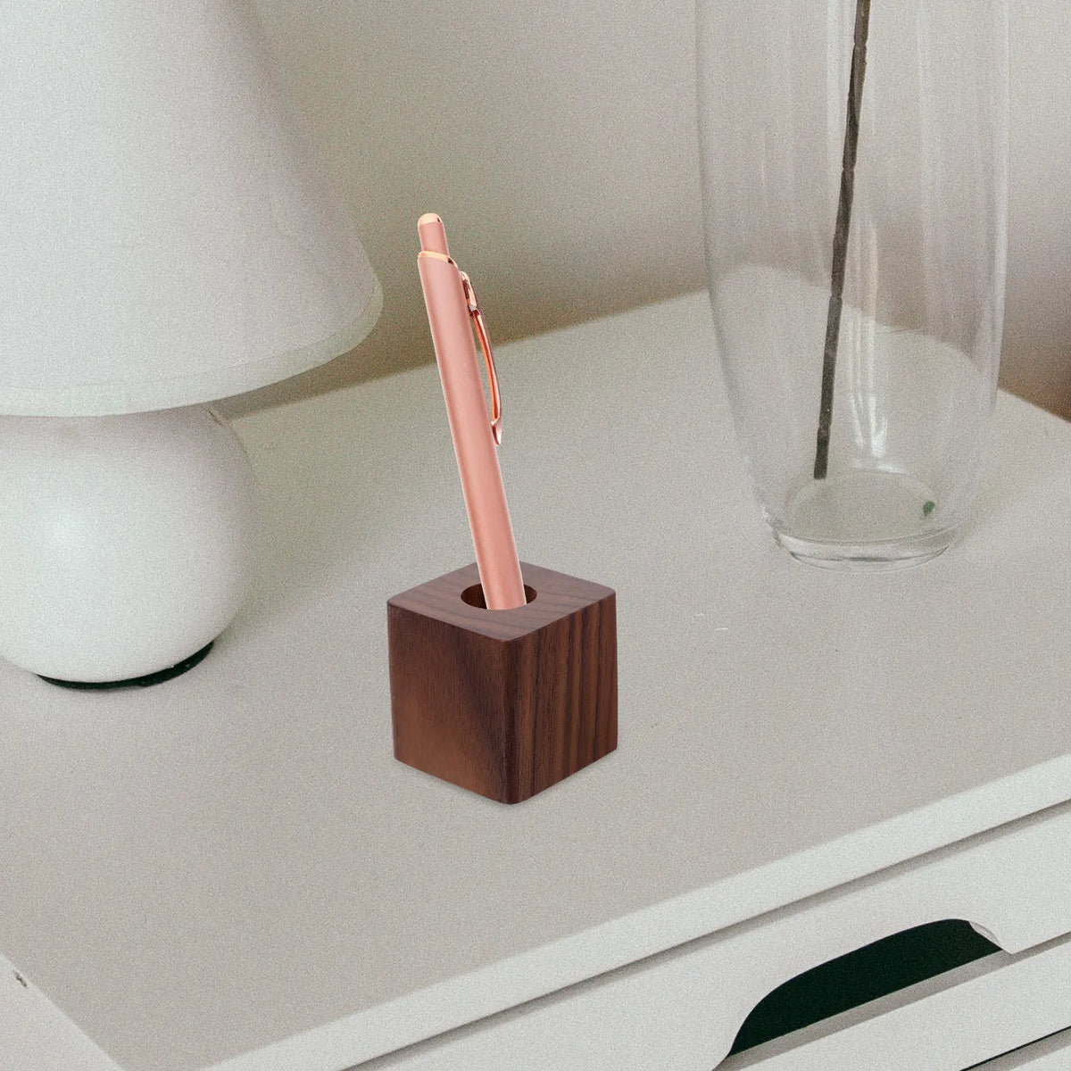 Walnut Wood Single Pen Holder – Desktop Organizer Stand Wooden Pen Holder PLUSH